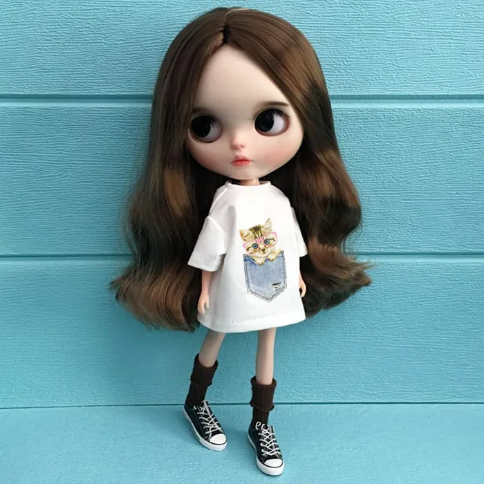 1 шт., футболка Blyth Doll, одежда для Barbi, рубашка для Azone 1/6, Одежда для куклы, Pullip, аксессуары для куклы Барби