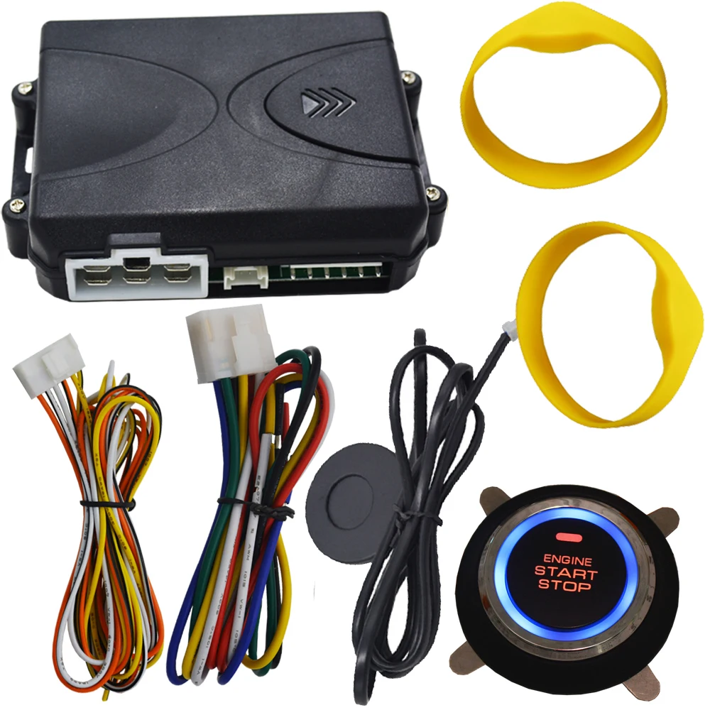 auto RFID alarm system car with ignition start stop button remote