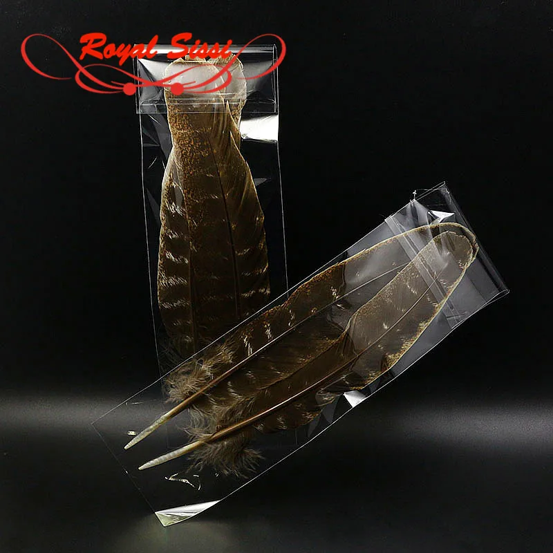 two pairs mottled oak turkey feathers 8 10 inches long fly tying Turkey wing quill feather