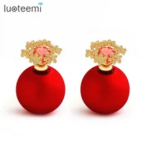 LUOTEEMI, трендовые популярные серьги-гвоздики в богемном стиле для женщин, очаровательный цветочный эффектный большой двойной, отделанный бисером серьги