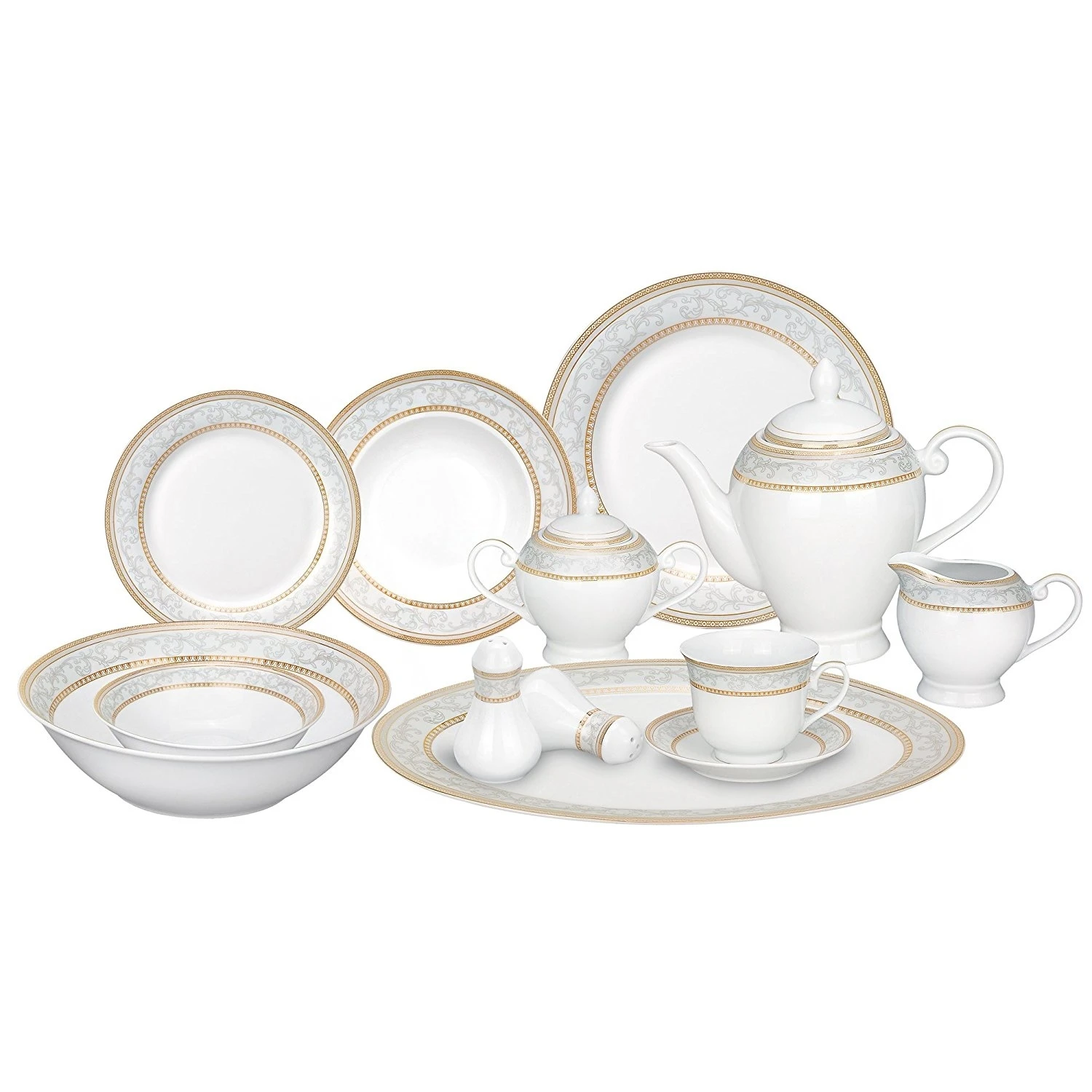 Lorenzo Import Giada 57 Piece Porcelain Dinnerware Set Service for 8 by Lorren Home Trends