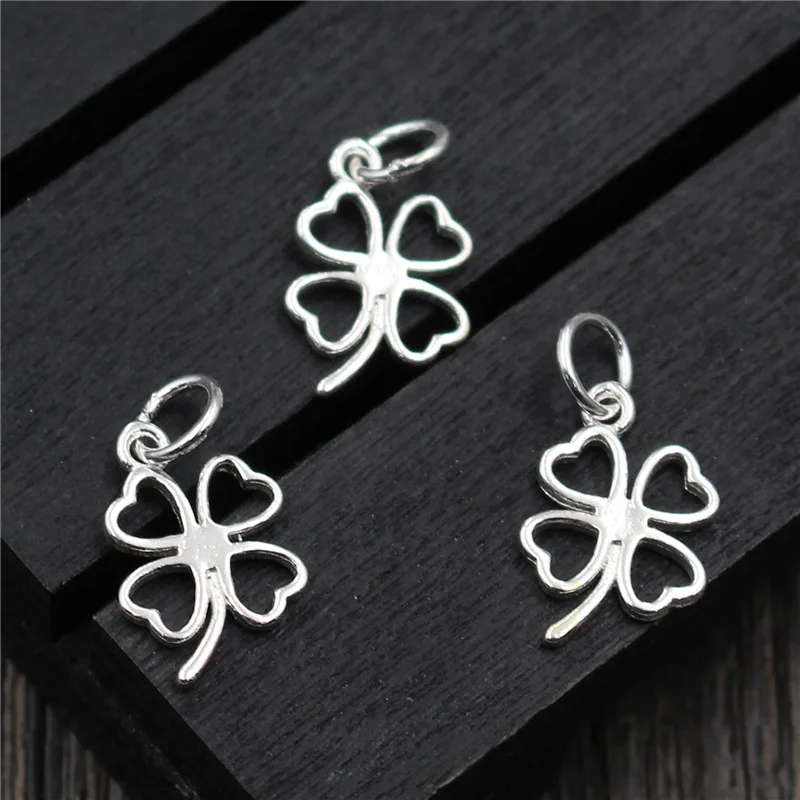 

Real 925 Sterling Silver Clover Leaf Charm Pendant for DIY Bracelet Pendant Necklace Fine Jewelry Findings Accessories A0228