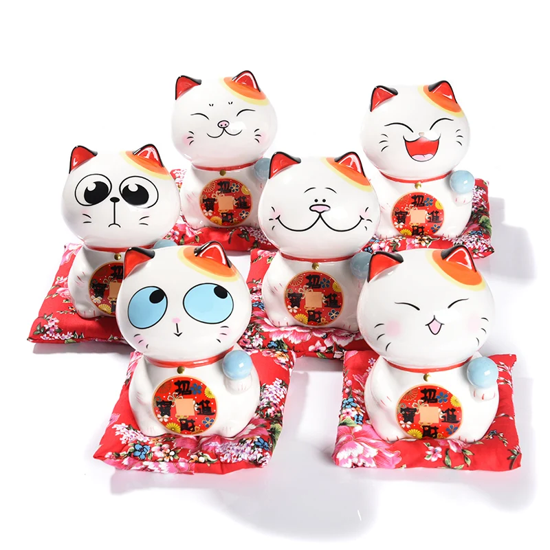 

6 inch Ceramic Maneki Neko Money Box Lucky Cat Piggy Bank Fortune Cat Ornament Feng Shui Craft Home Decor Gift