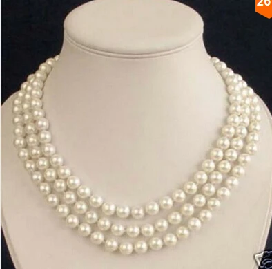 3 ряда Akoya культивированное 7-8 мм Белое жемчужное ожерелье заводская цена женские подарочные украшения