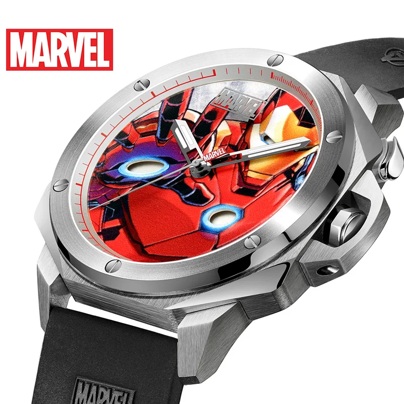 

Disney official Marvel IRON MAN quartz Watches 50m waterproof leather calendar stainless steel m-9055 Relogio Masculino new