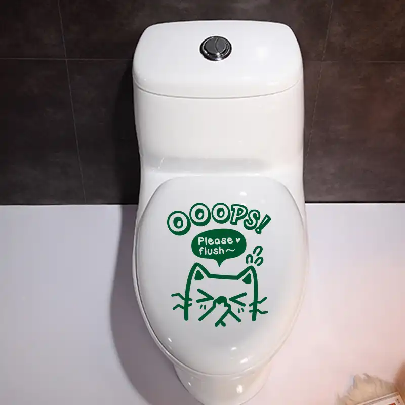 Please Flush~ Bathroom Wall Sticker Home Decor Toilet Decal Art Design Ooops