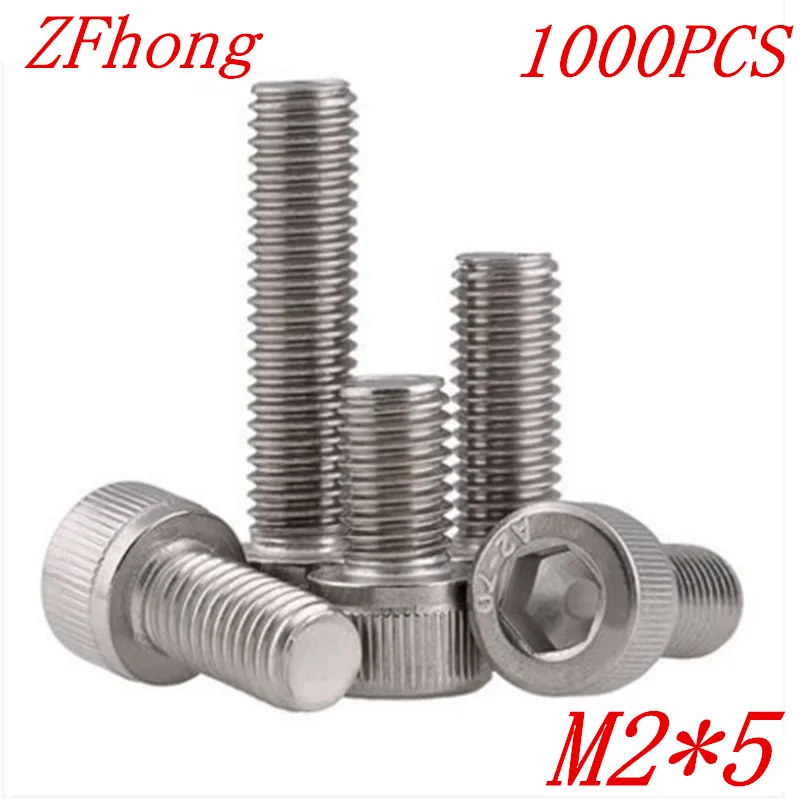 1000PCS DIN912 m2*5 m2 x 5 stainless steel hex socket cap head screw in Screws from Home