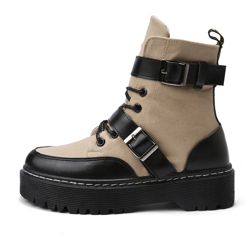 

Women's Motorcycle Boot Winter Shoes Womens Casual Fashion Black Plataform Military Boots Women Mid Calf Snow Boots Women Brand