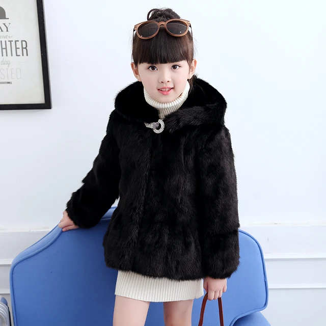 2019 Fashion new children mink fur coat Sweet girls fur coat real mink ...