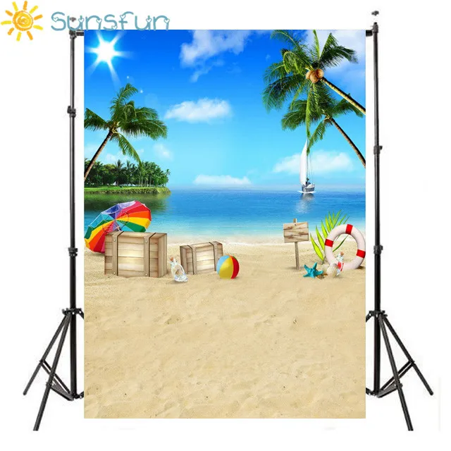 

Sunsfun Sea Beach Photography Backdrop Tropical Vinyl Backdrop For Photography Photocall Infantil Hawaiian Background For Photo