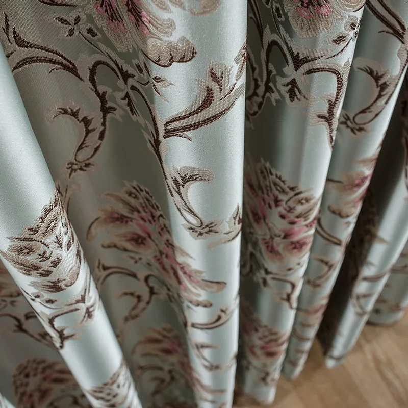 

New Chinese Simple Modern Flower Jacquard Curtains for Living Dining Room Bedroom.