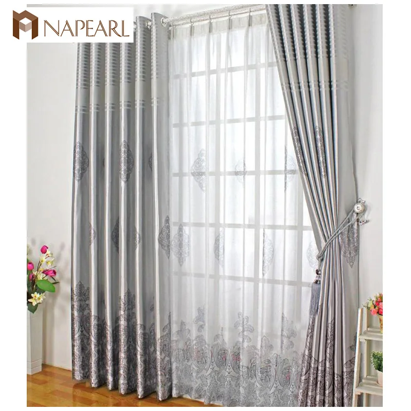

NAPEARL Blackout curtain shade ready made bedroom curtain customize blackout curtains window treatment modern gray curtain tulle