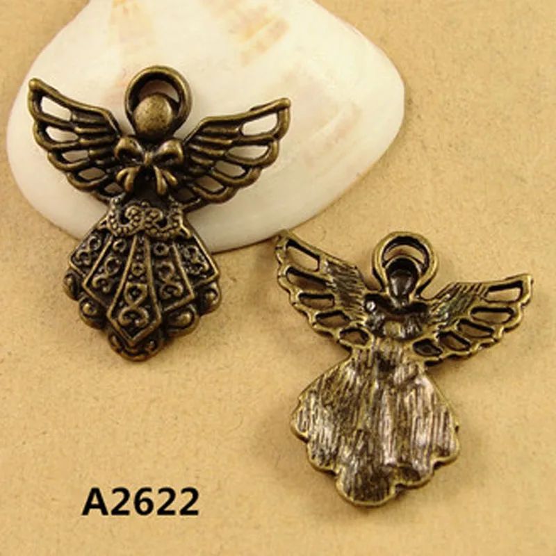 26*23MM alloy metal pendant angel charms handmade antique bronze charm