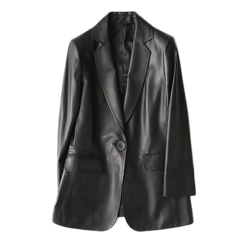 

Genuine Leather Jacket Women 2019 Spring Autumn Luxury Real Sheepskin Leather Jacket Female Black Coat jaqueta de cour LX418