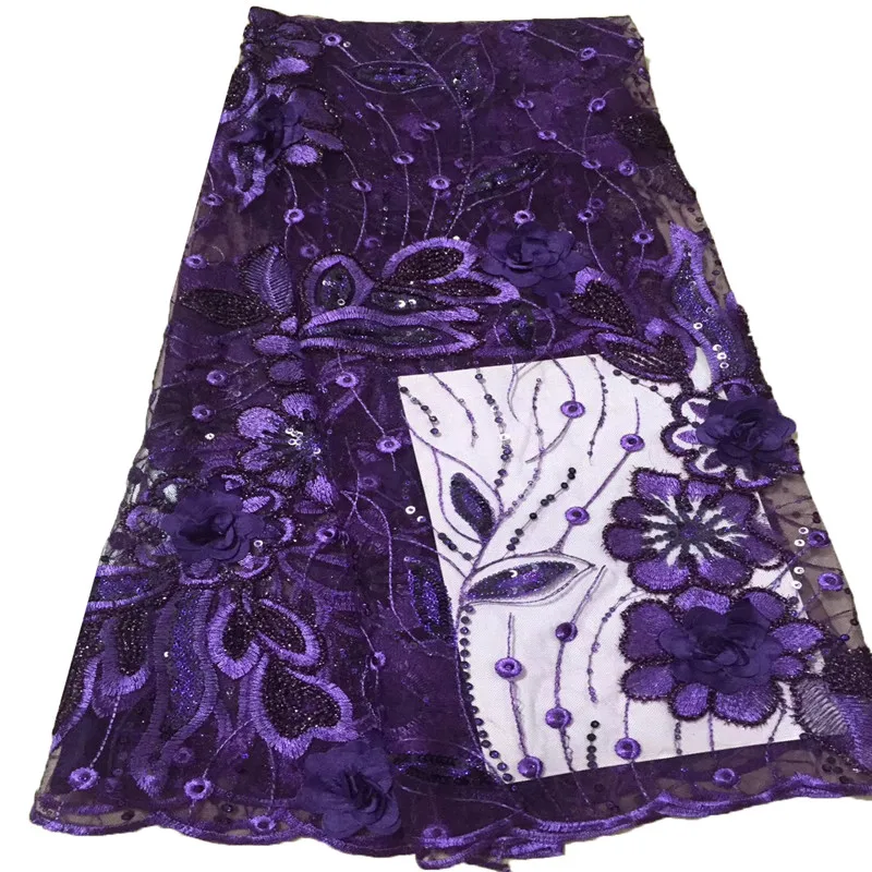 

high quality 3D Embroidery African lace fabrics 2019 african lace fabric with Sequins for wedding dresses HX1188-2