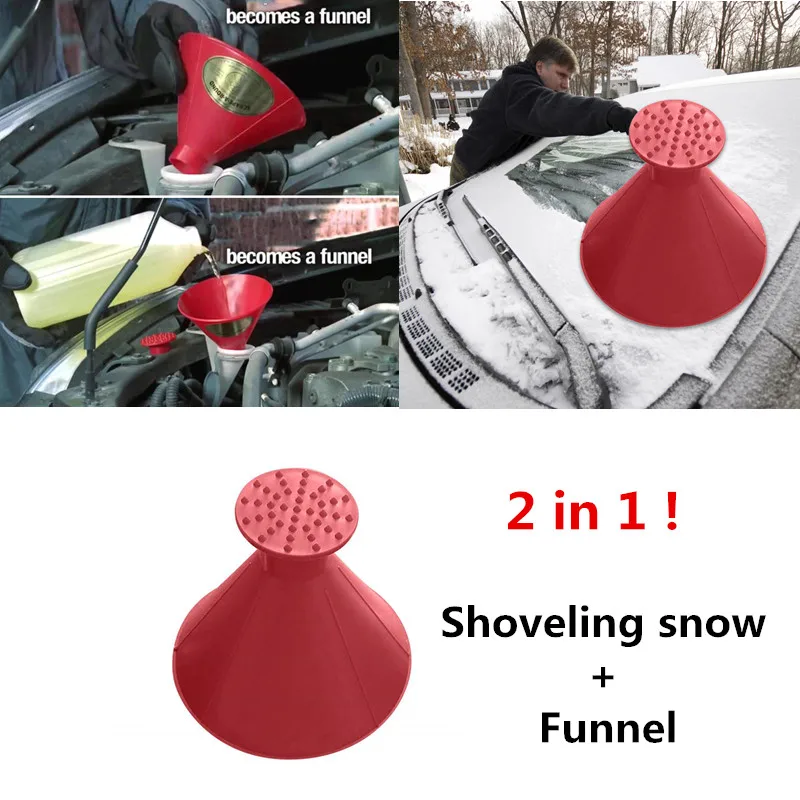 

5/1pcs Magic 2 In 1 Car Windshield Snow Scraper Scrape Ice Scraper Round Window Cleaning Tool and Funnel Dropship