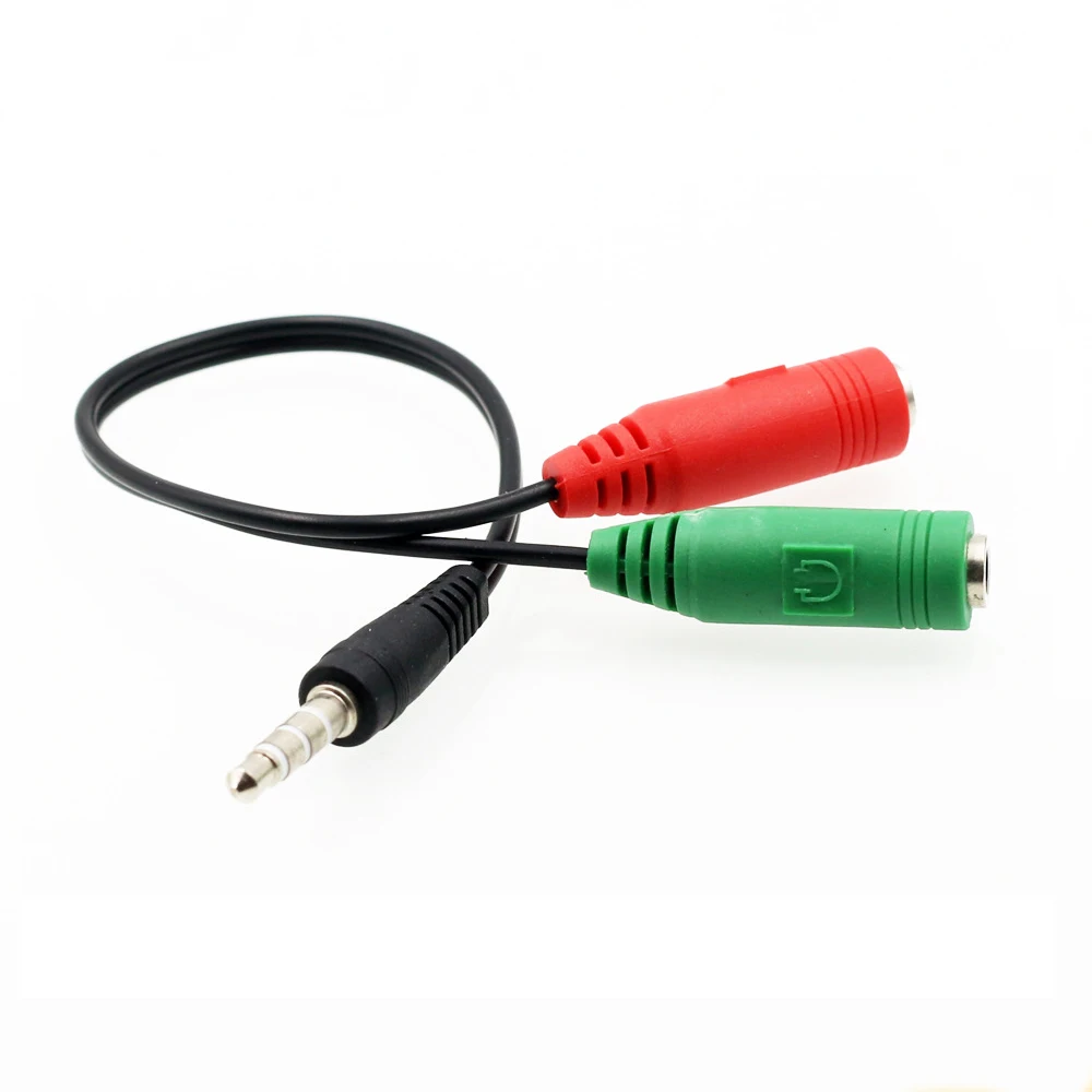 100pcs lot 3 5mm Jack 1 Male to 2 Female Headphone Stereo Earphone Audio Splitter to Micrphone Adapter Cable For Phone 6 5S 4S