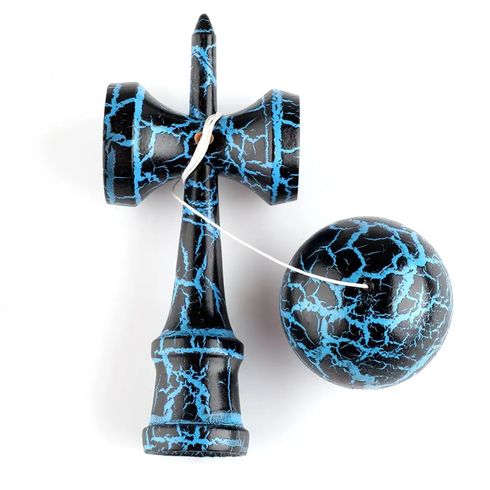 Бамбуковый черный на голубом треске деревянная детская игрушка Kendama|Мячики| |