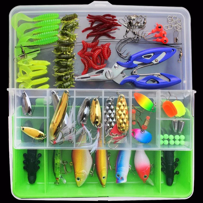 

101pcs Fishing Lure Kit Set Spinner Crankbait Minnow Popper VIB Soft Hard Spoon Crank Baits Hooks Fishing Tackle Box Accessories