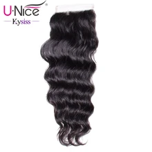Волосы UNICE 8A Kysiss серии Бразильский Натуральный волнистый кружева Закрытие человеческих волос 1"-20" девственные волосы 120% плотность
