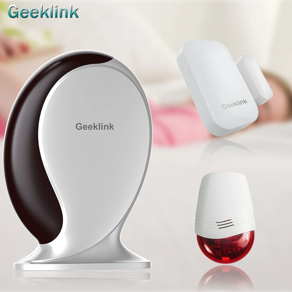 

Geeklink Wireless Smart Alarm Systems Home Security Suit Doorbell Sensor APP Remote Control Monitor Work With Alexa Google Home