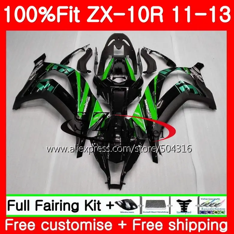 

Injection For KAWASAKI Green black NINJA ZX 10 R ZX10R 19SH7 ZX 10R 11 12 13 14 15 ZX-10R 2011 2012 2013 2014 2015 Fairing kit