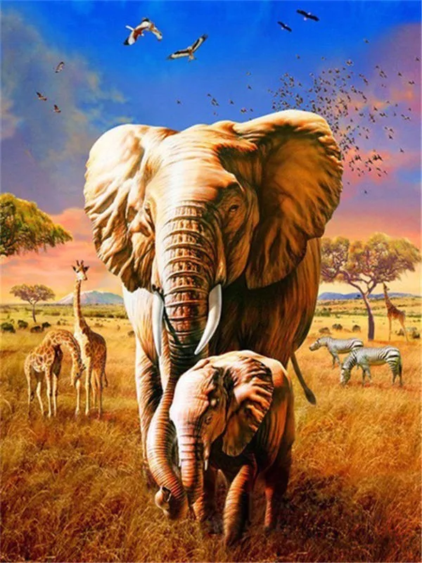 Алмазная картина Huacan Elephant, полная квадратная Алмазная вышивка, распродажа, животные, сделай сам, вышивка крестиком, стразы, мозаика, подарок - Цвет: Y5350
