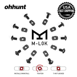 Ohhunt 10 компл. пакет Сталь M-LOK t-гайка Стандартный винт Замена Комплект гаечный ключ для рельсов (10 x винты и 10 х орехи)