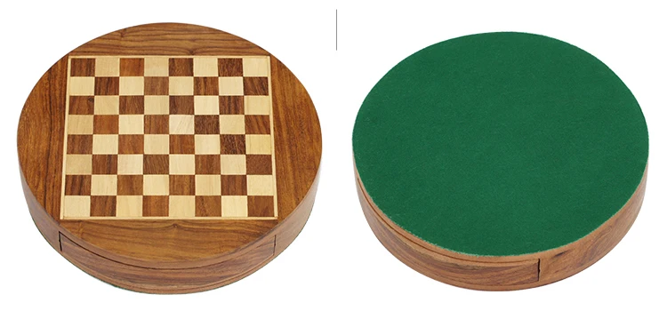 Мини высококлассный круг из цельного дерева Магнитный ящик шахматы портативный нескользящий штук Коробка изысканный пазл удобный для хранения настольная игра
