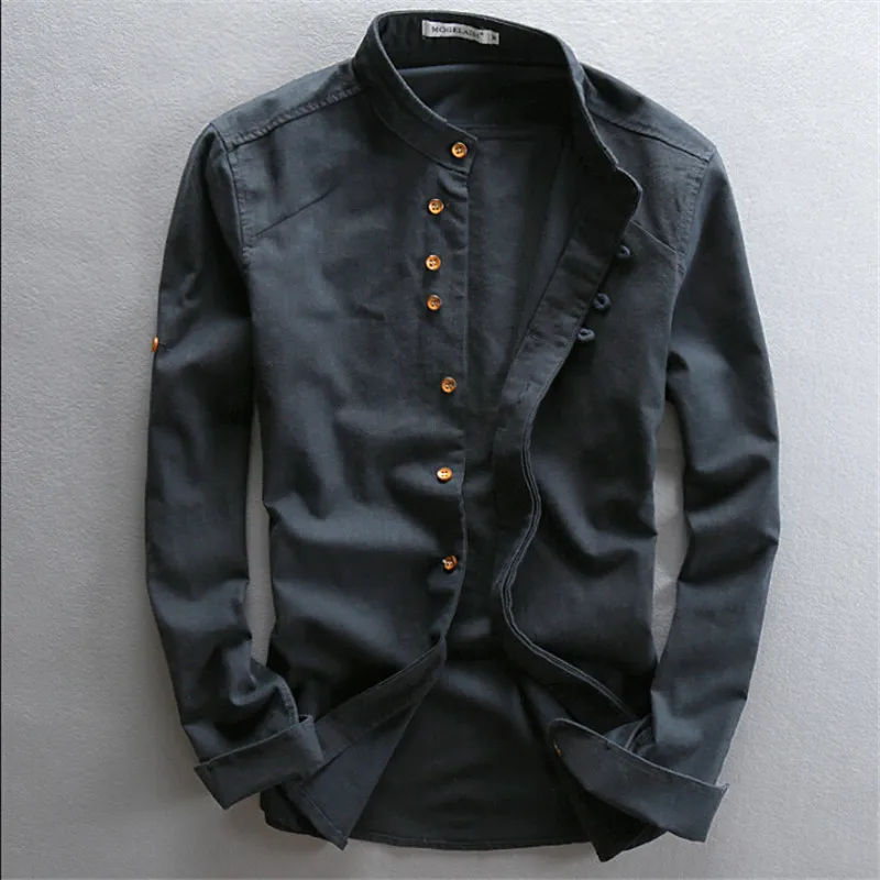 

Man Summer Linen Long Sleeve Shirt Chinese Style Vintage Fashion Male Shirts For Man Autumn Spring Summer Ws994