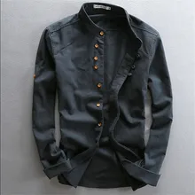 Man Summer Linen Long Sleeve Shirt Chinese Style Vintage Fashion Male Shirts For Man Autumn Spring Summer Ws994 