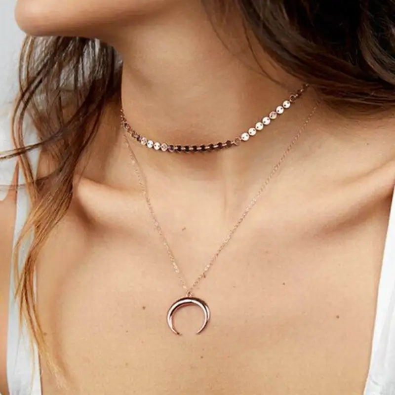 collier ras de cou croissant de lune collier ras de cou croissant de lune