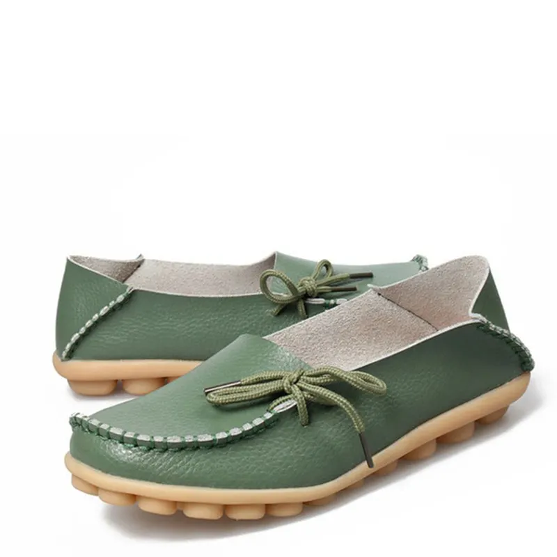ASILETO/Женская обувь на плоской подошве; летняя повседневная обувь; женские водонепроницаемые мокасины; женская обувь на плоской подошве из коровьей кожи; большие размеры 34-44; T140 - Цвет: Army Green