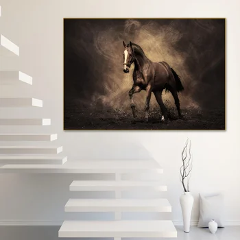 Online Abstrakte Malerei Auf Leinwand Bilder Für Wohnzimmer Braun Horse Racing Tiere Cuadros Decoracion Salon Wand Kunst Poster Druckt