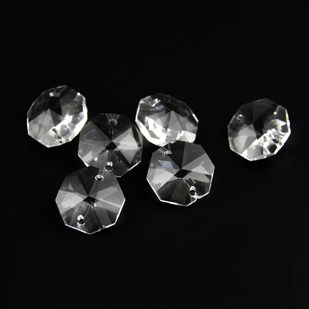 

200PCS/Lot , 12MM Crystal Octagon Beads In 2 Holes For Wedding & Party Event Crystal Bead Chain Strand