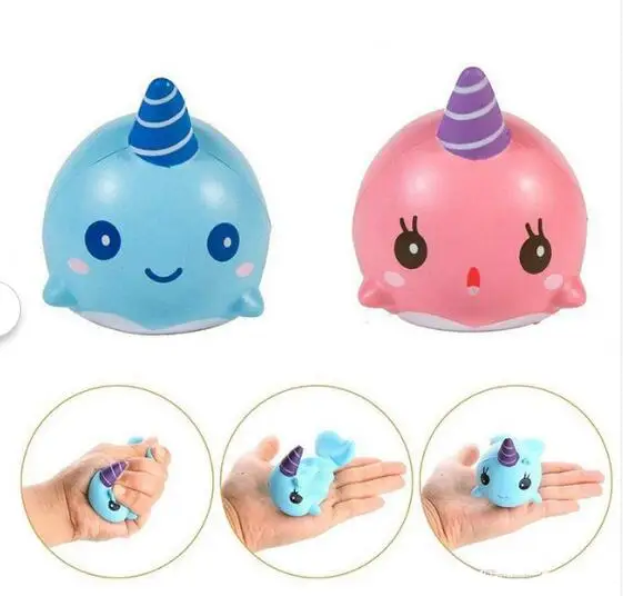 5pcs/lot Cute Squishy Colorful Horn Whale Slow Rising Straps Rainbow Dolphin Squeeze Scented Bread Cake Kid Fun Toy Gift | Игрушки и
