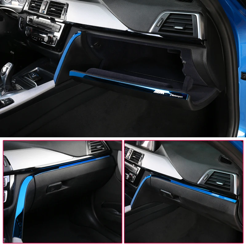 

Car styling interior Copilot Glove box handle decoration cover trim stainless steel Stickers For BMW 3 series F30 F34 LHD