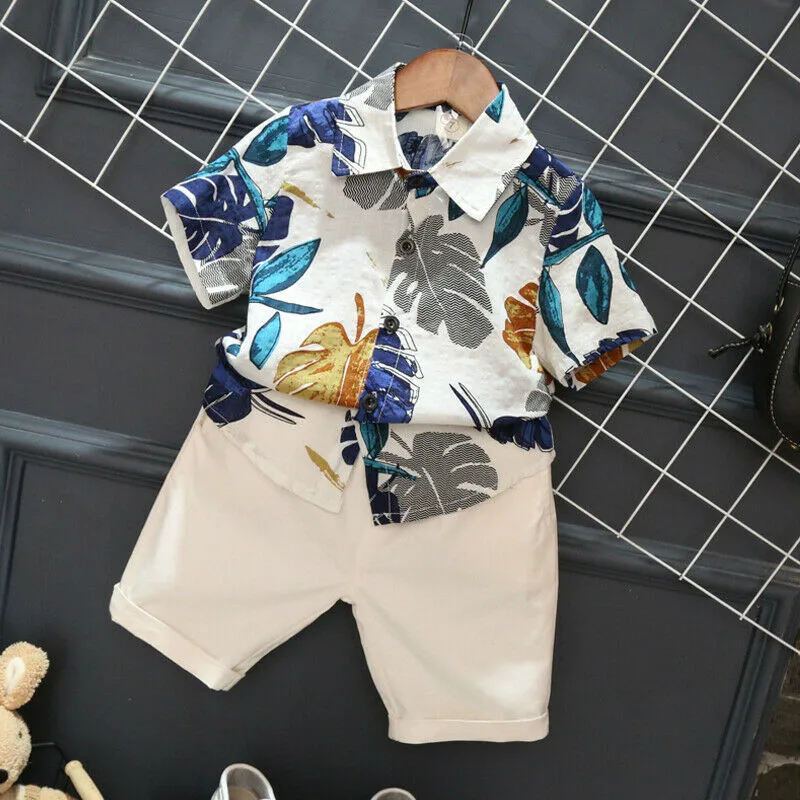 

PUDCOCO Fashion Summer Toddler Kids Baby Boy Print T-shirt Tops Solid Shorts Pants Outfit Set 2PCS Casual Clothes 1-6Y
