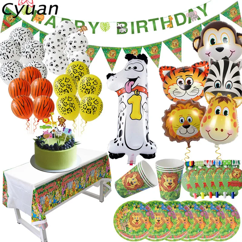 Cyuan мультфильм животное с днем рождения баннер джунгли для вечеринки в стиле сафари флаги для душа ребенка Дети 1-й гирлянды ко дню рождения Декор