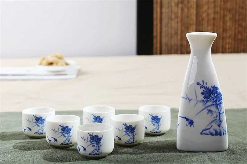 7 шт./компл. керамика сервиз для Саке японский Флагон емкость для ликера чашка для дома Кухня Посуда для напитков винтажные духи хип фляги творческие подарки