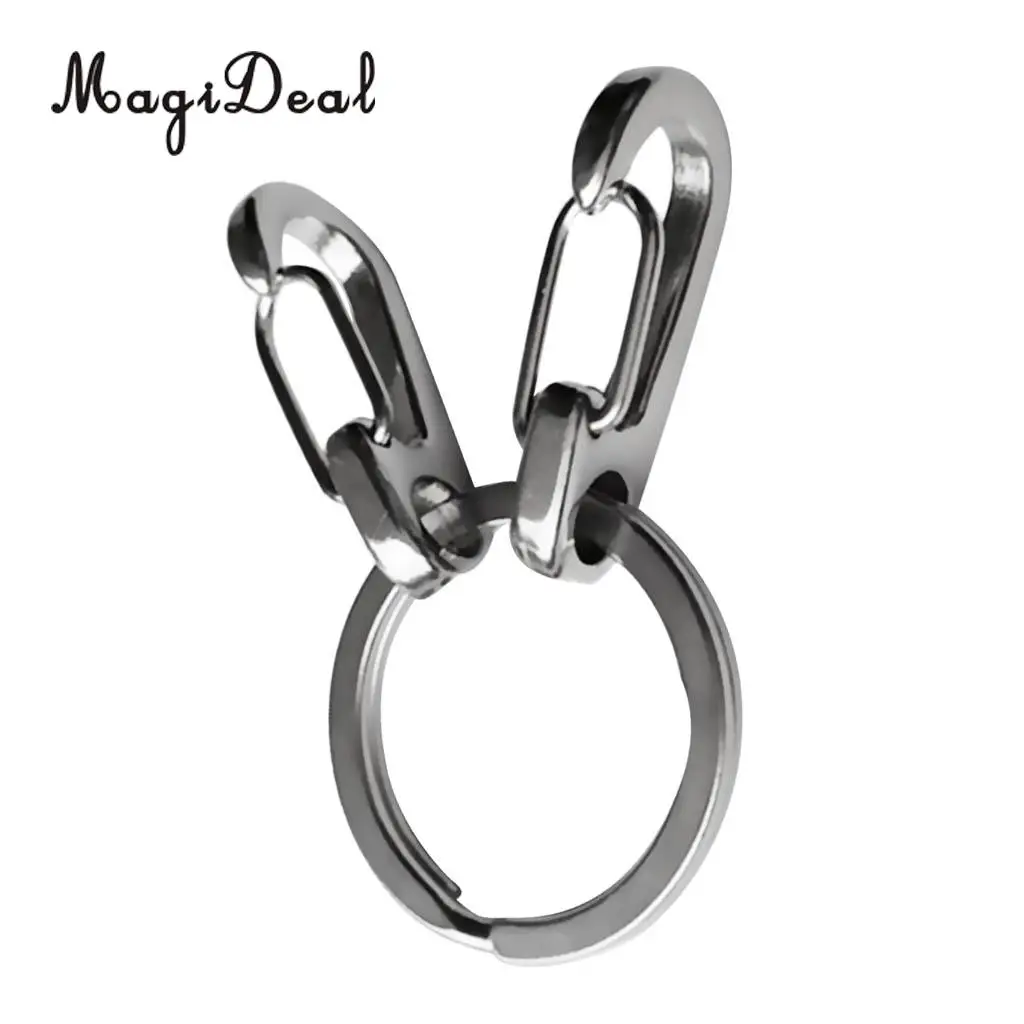 2 Pcs Stainless Steel Snorkeling Swimming Diving Quick Release Keychain Carabiner Snap Hook Quickdraw Clip with Key Chain