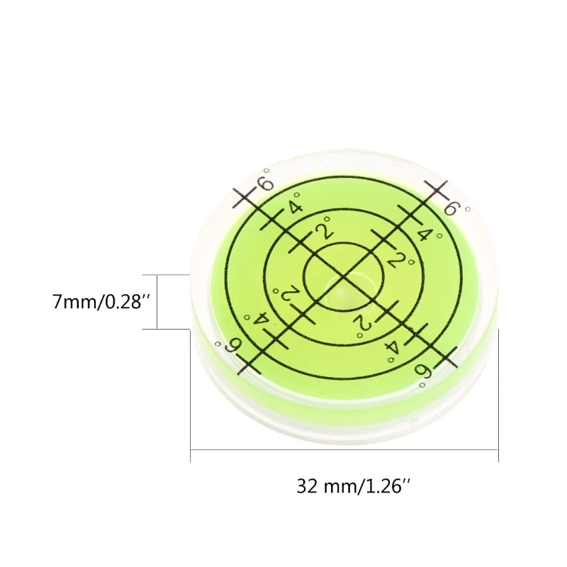 1 шт. 32*7 мм белый зеленый цвет Bull seye пузырьковый уровень круглый уровень Пузырьковые аксессуары для измерительного инструмента
