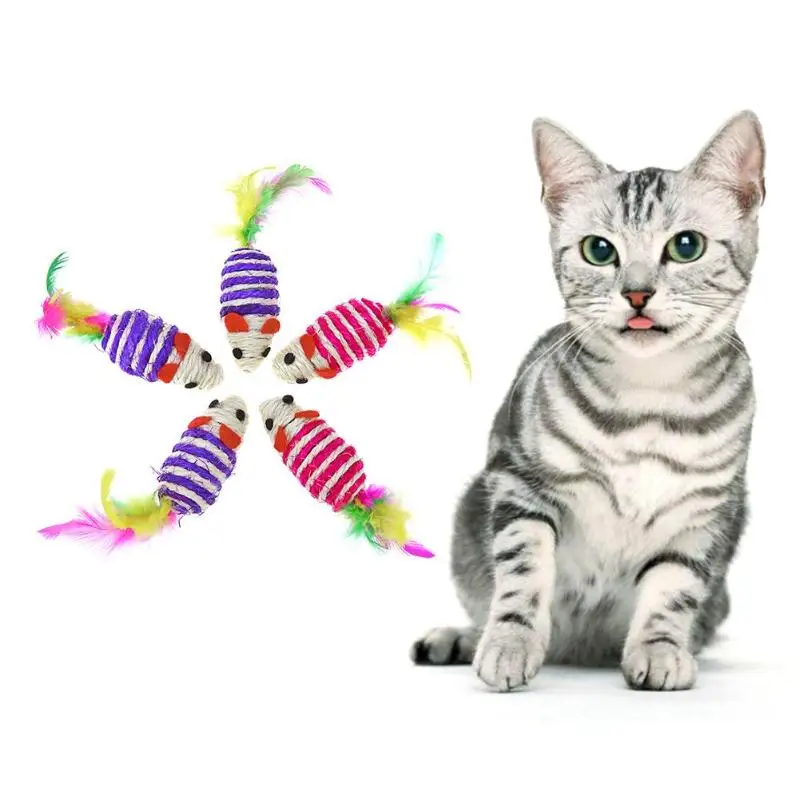 1 шт., игрушки для кошек, ложная мышь, игрушки для кошек, мини забавные игрушки для кошек с красочными перьями, плюшевые мини-игрушки для мышек
