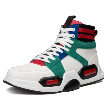 

Male Spring Autumn Height Increase Ankle Botas Men Chunky Sneakers Hip Hop Gold Silver Shoes Men High Top Shoes Men Casual Shoes