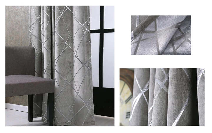 Ivory Blackout Jacquard Silver Curtains for Living Room Chenille American Modern Luxury Blind Fabric Stripe Drape Bedroom Window