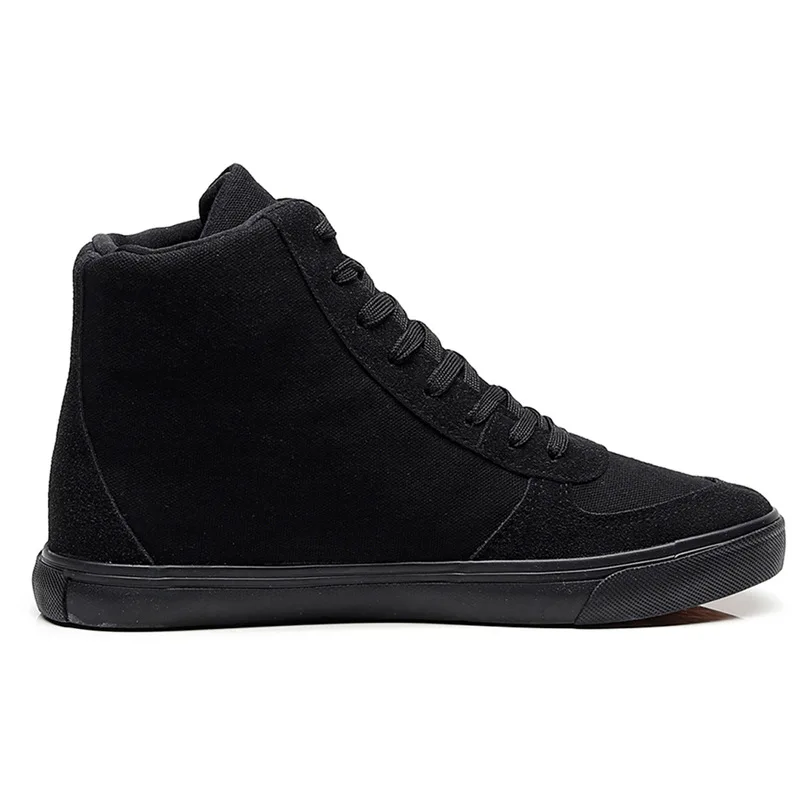 Высокая парусиновая обувь мужские весенне-осенние модные кроссовки на шнуровке высокие стильные однотонные черные мужские туфли для отдыха