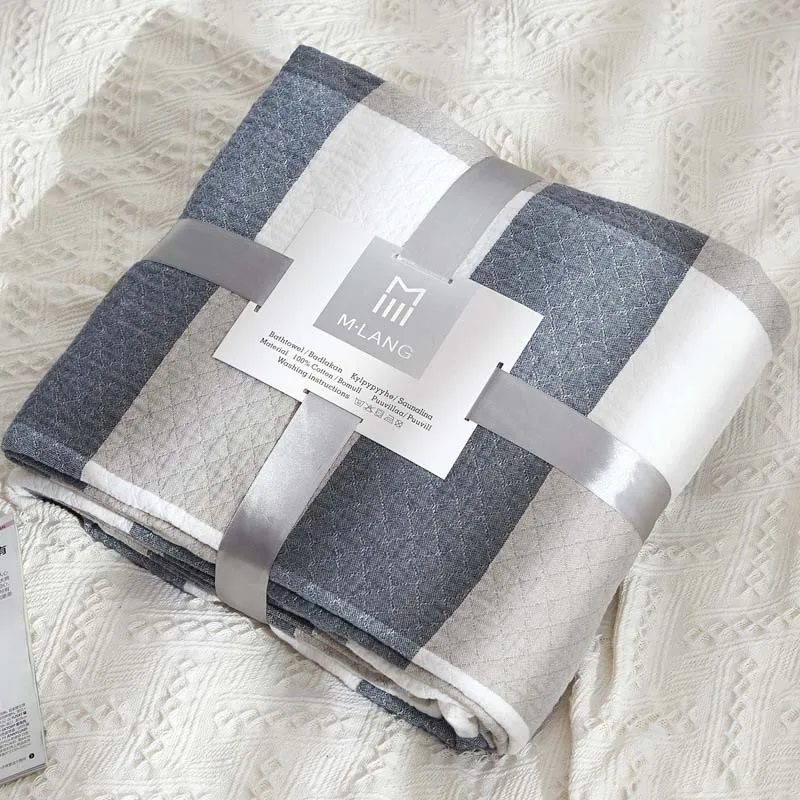 

Geometric Pattern Cotton Gauze Soft Throw Blanket For Adults On The/Bed/Sofa/Plane/Travel