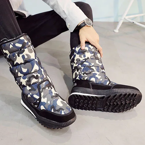 Camouflage non slip snow boots men Waterproof platform safety men