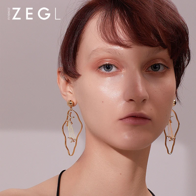 

ZEGL Sunshine Irregular Earrings hoop earrings for women personality earrings fun earrings long earrings