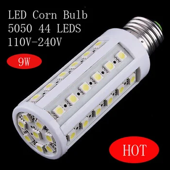 

9W warm white/white led lighting AC 110-240V SMD5050 44 LED E27 B22 led Corn Light Bulb